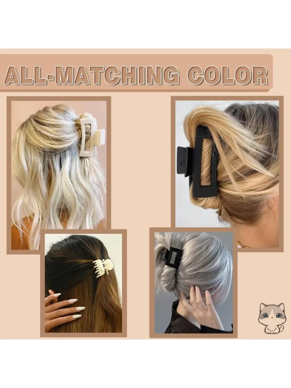 16 PCS Large Matte Claw Hair Clips for Women & Girls - Strong Hold, 90's Vintage